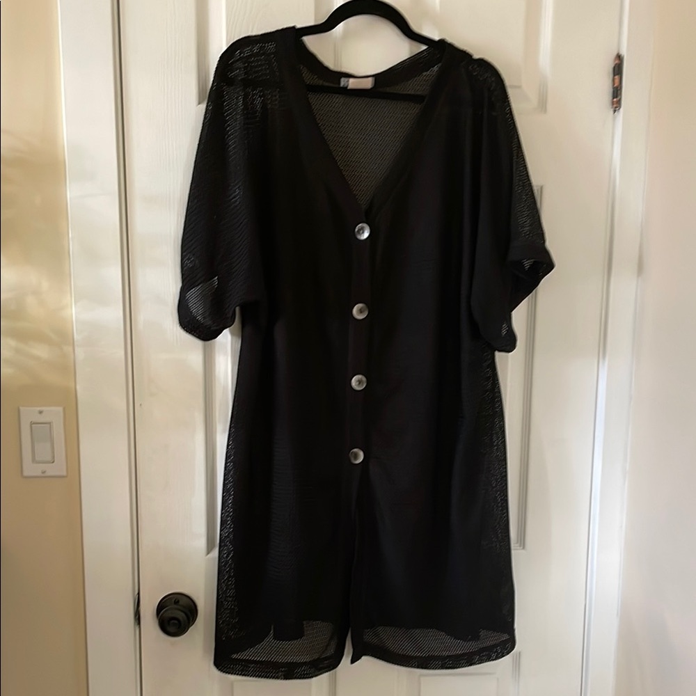 Jordan Taylor collection mesh black swim coverup cardigan black witchy goth